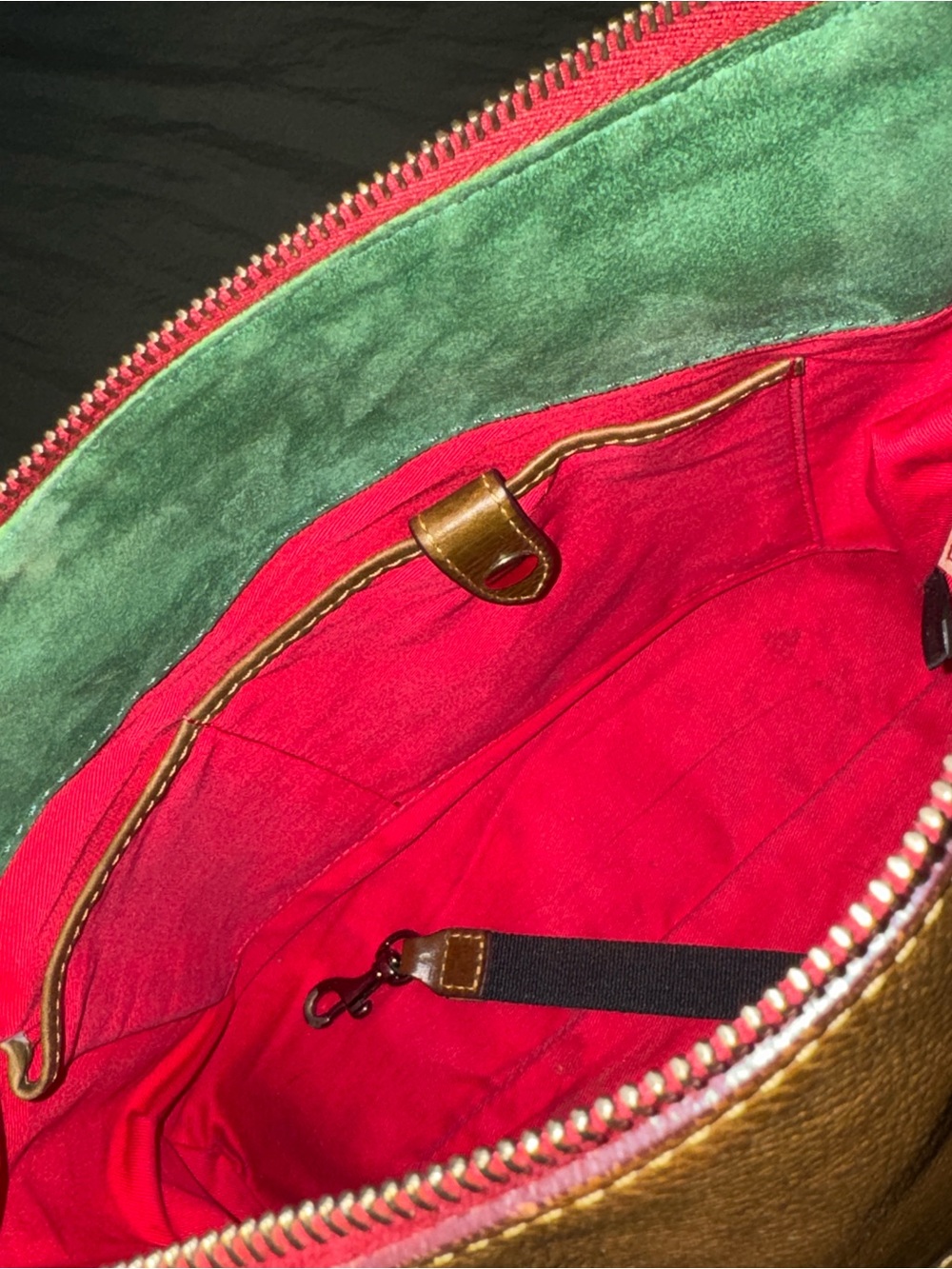 Dooney & Bourke Brown Leather Shoulder Bag with Red Trim - Picture 9 of 9
